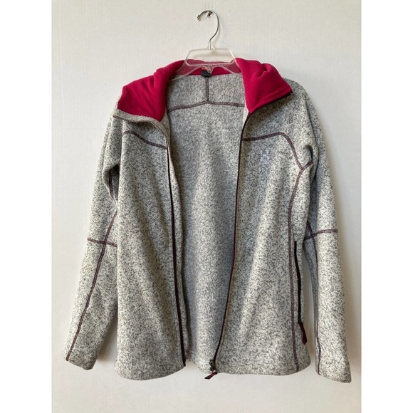 Haglofs Womens Knit Fleece Zip Jacket Gray Sz M Swook Hood Sweden - Picture 2 of 6